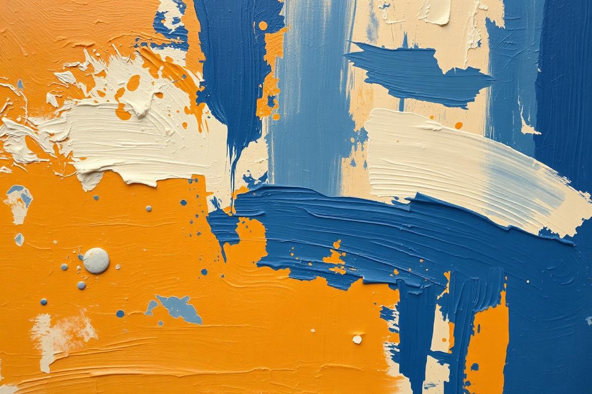 Textura de pintura al óleo en ocre y azul